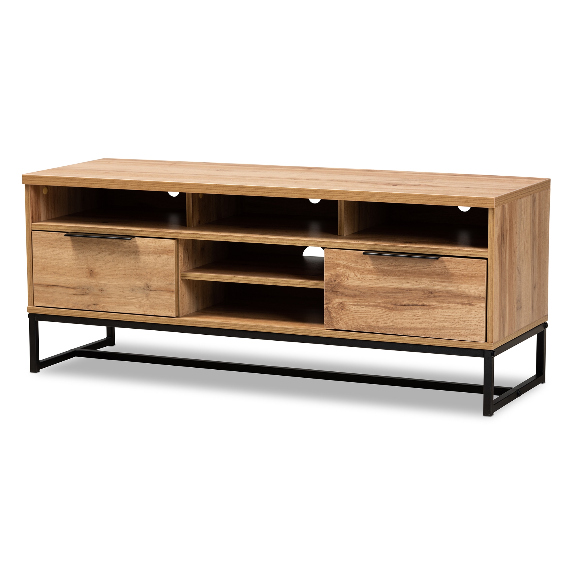 Industrial oak deals tv stand